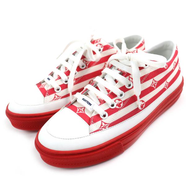 極美品△LOUIS VUITTON ルイヴィトン ステラ—ライン LV エスカル モノグラム ボーダー柄 キャンバス レザー ローカットスニーカー 36.5 LOUIS VUITTON 極美品△LOUIS ルイヴィトン ステラ―ライン LV エスカル