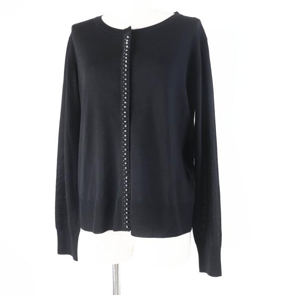 極美品◎MONCLER モンクレール 2019年製 CARDIGAN ウール スタッズ付き 長袖 カーディガン ブラック シルバー金具 M 正規品 レディース MONCLER（モンクレール） 極美品◎MONCLER 2019年製 CARDIGAN ウール