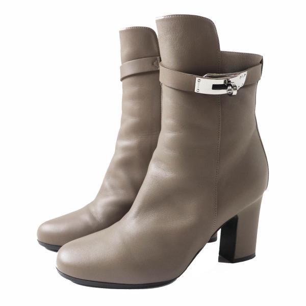 美品◎HERMES エルメス ジュウーズ エタン シルバー金具 ケリーバックル レザー ショートブーツ 36 保存袋付き イタリア製 レディース HERMES（エルメス） 美品◎HERMES ジュウーズ エタン シルバー金具