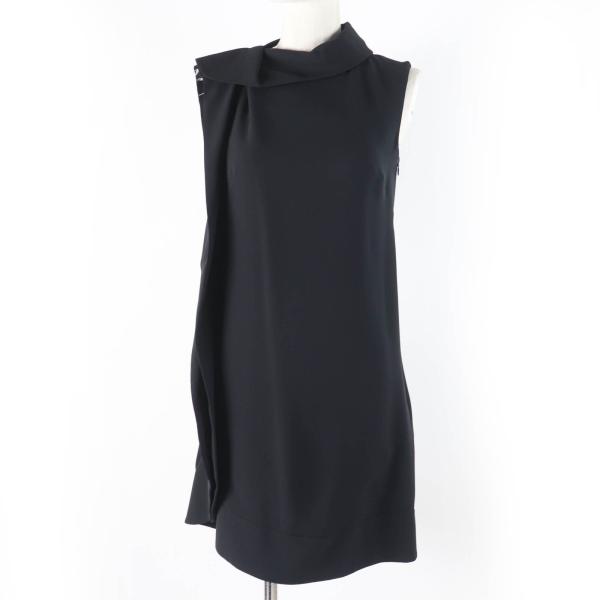 極美品☆VALENTINO ヴァレンティノ シルク100％ デザインカラー ノースリーブ ワンピース ドレス ブラック 36 伊製 正規品 レディース VALENTINO（ヴァレンティノ） 極美品☆VALENTINO シルク100％ デザイン