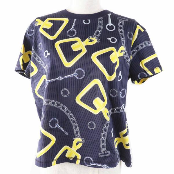 未使用品◎HERMES エルメス 24SS 4H4641DH カレイドスコープ・エフェクト コットン コットン 半袖Ｔシャツ  ネイビー 34 箱付 正規品 HERMES（エルメス） 未使用品◎HERMES 24SS 4H4641DH カレイドスコープ