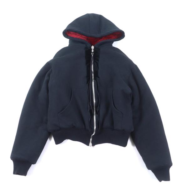 美品★CAVIALE カビアーレ 19AW-005 コットン100％ フード付 バックロゴ エコファー リバーシブルパーカー ブラック/レッド M メンズ 美品☆CAVIALE カビアーレ 19AW-005 コットン100％ フード付 バック