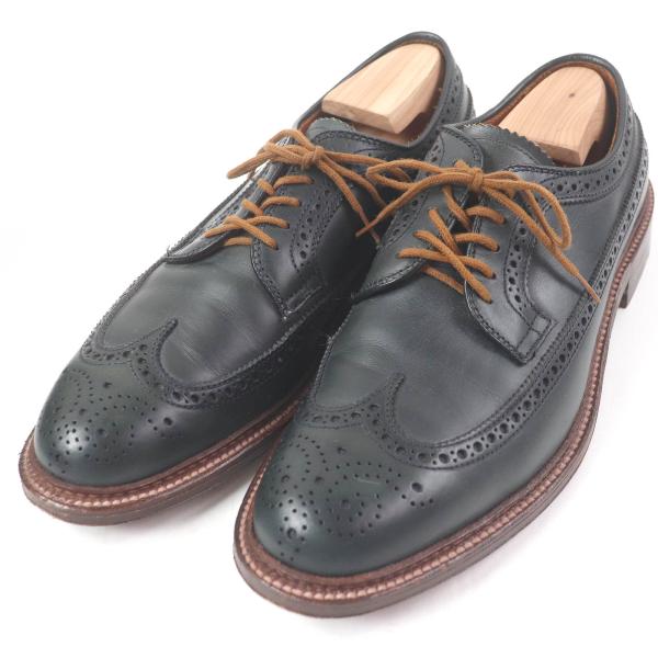 極美品□ALDEN オールデン N6517 SHIPS別注 フルブローグ レザー ドレスシューズ ダークグリーン   8 箱・保存袋付き USA製 メンズ ALDEN（オールデン） 極美品□ALDEN N6517 SHIPS別注 フルブローグ
