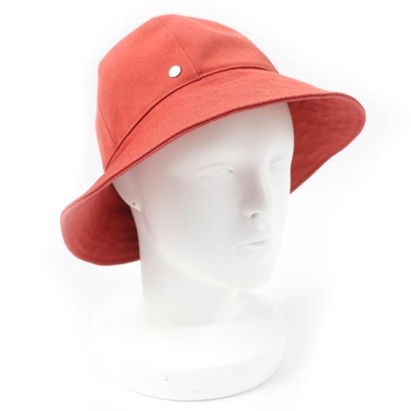 極美品☆HERMES エルメス セリエ金具 コットン100％・キャンバス地 ハット 帽子 オレンジ系 57 フランス製 正規品 レディース HERMES（エルメス） 極美品☆HERMES セリエ金具 コットン100
