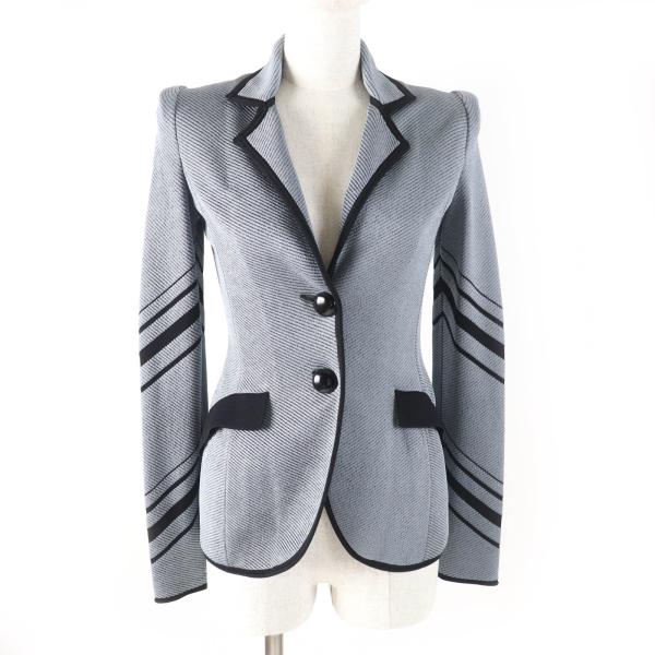 未使用品★GIORGIO ARMANI ジョルジオアルマーニ 2020年製 3KAG05 AM27Z ニット シングル ジャケット グレー ブラック 38 正規品 未使用品☆GIORGIO ARMANI ジョルジオアルマーニ 2020年製 3KAG05