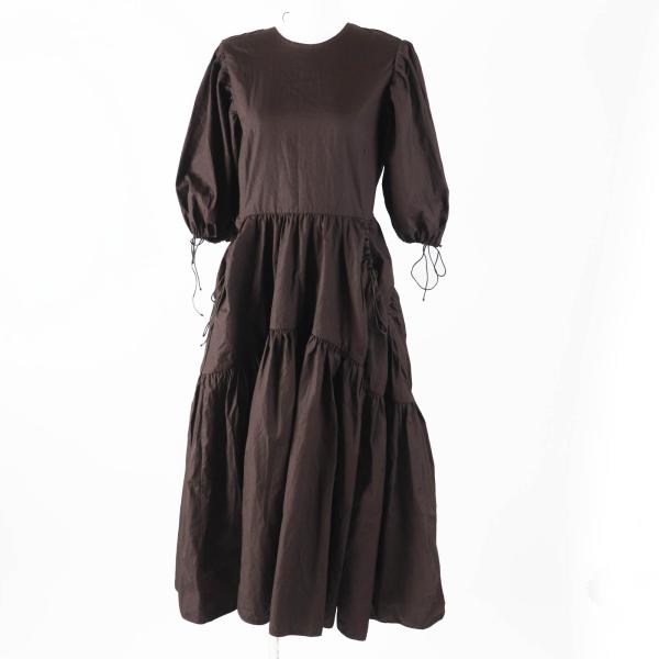 極美品◎CECILIE BAHNSEN セシリーバンセン 1577-343-8672 パフスリーブ ドレス／ワンピース ダークブラウン 6 正規品 レディース 極美品◎CECILIE BAHNSEN セシリーバンセン 1577-343-8672