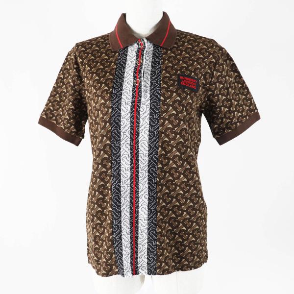 美品◎BURBERRY バーバリー 8018544 TBモノグラム ラバーロゴワッペン付き 半袖ポロシャツ ブラウン XXS 正規品 レディース BURBERRY（バーバリー） 美品◎BURBERRY 8018544 TBモノグラム ラバー