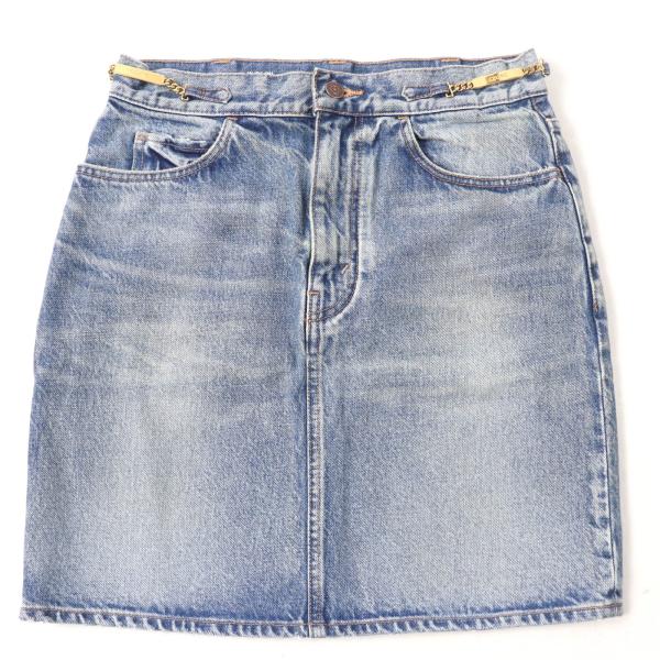 CELINE セリーヌ　カーゴ ミニスカート デニム ダークユニオンウォッシュ CELINE(セリーヌ) トリオンフチェーンデニムスカート 2S299107P