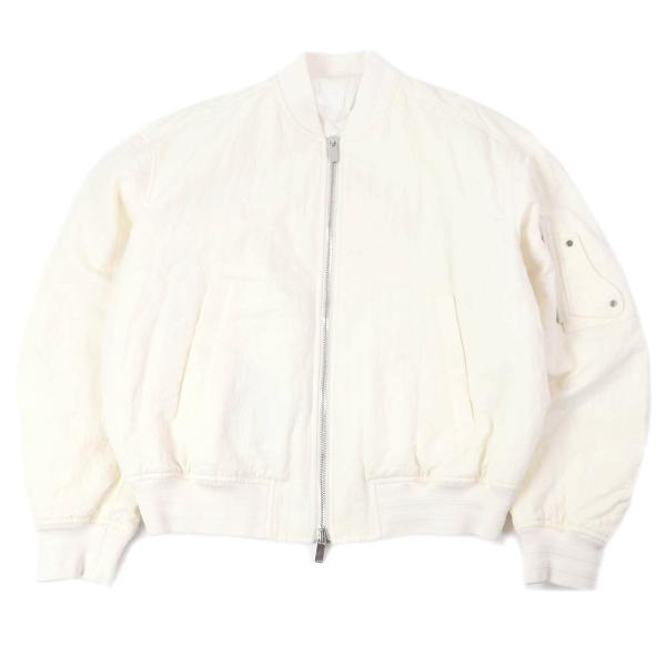 極美品□DIOR×Cactus Jack ディオール オム×カクタスジャック 943C439J5515 サドルポケット 中綿入り ブルゾン ボンバージャケット アイボリー 50 イタリア製 正規品 メンズ 極美品□DIOR×Cactus Jack ディオール オム×カクタスジャック