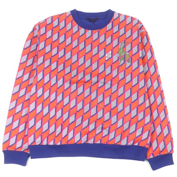 未使用品□LOUIS VUITTON ルイヴィトン 2022年製 ダイヤモンド ダミエ 総柄 ニット スウェット オレンジ L イタリア製 正規品 メンズ LOUIS VUITTON（ルイ・ヴィトン） 未使用品□LOUIS VUITTON 2022年製