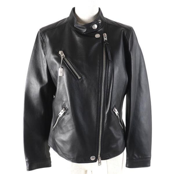 極美品△COACH コーチ F33830 アップタウンレーサージャケット ラムレザー スタンドカラー シングル ライダースジャケット 黒 S 正規品 COACH（コーチ） 極美品△COACH F33830 アップタウンレーサー
