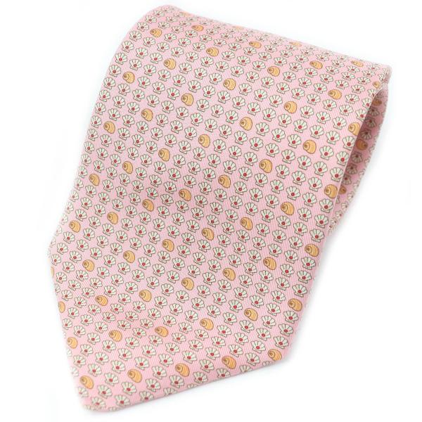未使用品□Salvatore Ferragamo  サルヴァトーレフェラガモ シルク100％ シェル 総柄 ワイドタイ ネクタイ ピンク 箱付き イタリア製 未使用品□Salvatore Ferragamo サルヴァトーレフェラガモ シルク100