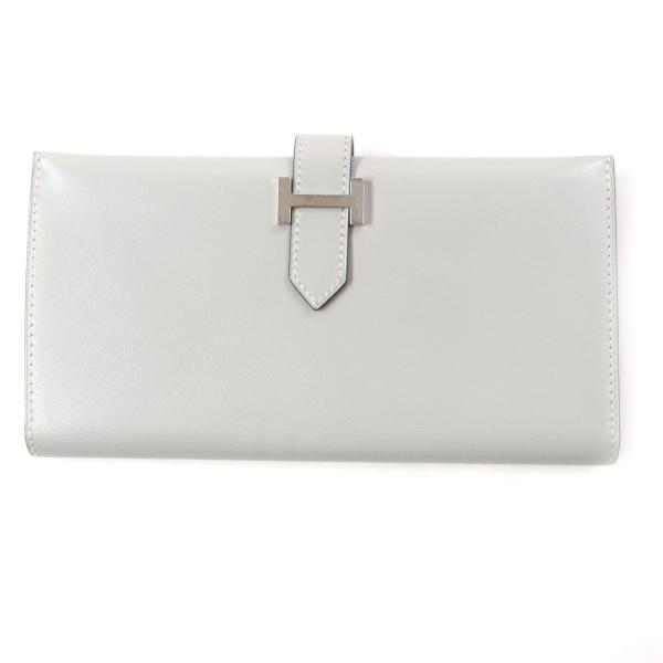 【極美品】HERMES ベアンクラシック　シルバー金具　長財布　ボックスカーフ 極美品】HERMES ベアンクラシック シルバー金具 長財布 ボックスカーフ