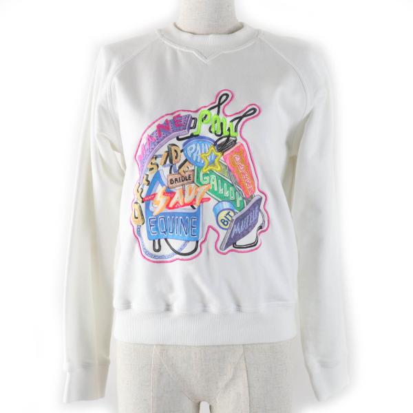 極美品☆HERMES エルメス 23SS 3E4626DA Chevaloscope シュヴァロスコープ 刺繍プリント スウェット ホワイト 34 仏製 正規品 レディース HERMES（エルメス） 極美品☆HERMES 23SS 3E4626DA Chevaloscope