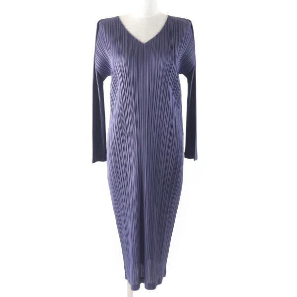 美品 プリーツプリーズ ノースリーブ チュニックワンピース パープル PLEATS PLEASE ISSEY MIYAKE - 美品 プリーツプリーズ