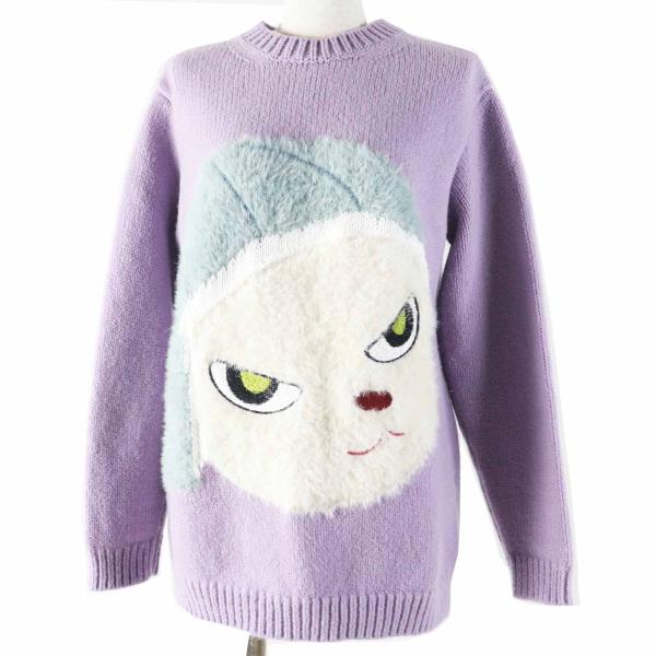 極美品◎Yoshitomo Nara Stella McCartney 奈良美智 ステラマッカートニー ウールメリノ ブレンド ジャンパー／長袖 ニット 紫 S 正規品 極美品◎Yoshitomo Nara Stella McCartney 奈良美智 ステラ