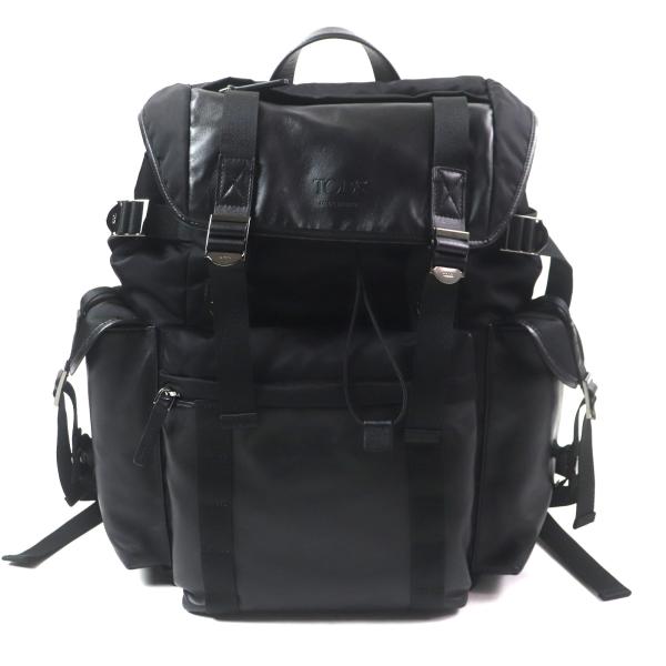 トッズ ファブリック レザー バックパック リュック ロゴ 型押し 大容量 A4 極美品▽トッズ XBMTRKG0300SPFB999 ファブリック＆レザー バック