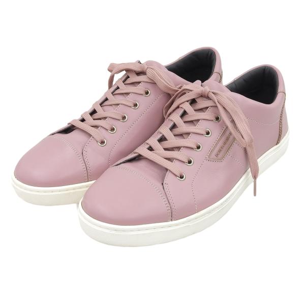 極美品▲DOLCE&GABBANA ドルチェ＆ガッバーナ  CS1326 レザー ローカットスニーカー シューズ ピンク 9 イタリア製 メンズ 極美品△DOLCE&GABBANA ドルチェ＆ガッバーナ CS1326 レザー