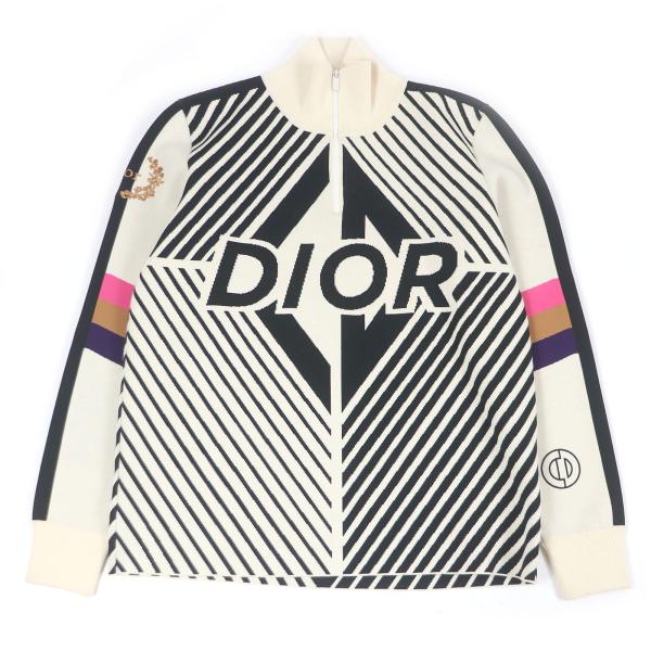 極美品□DIOR ディオール オム 313M649AT476 ウール ハイカラー CDダイヤモンド 長袖ニット アイボリー XXL イタリア製 正規品 メンズ Dior HOMME 極美品□DIOR ディオール オム 313M649AT476 ウール ハイ