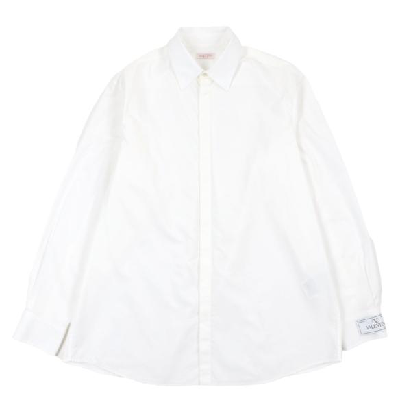 極美品▼VALENTINO ヴァレンティノ 3V3ABR954WW ロゴラベル付き 比翼仕立て ロゴ入りボタン ロングスリーブ 長袖シャツ 41 正規品 メンズ VALENTINO（ヴァレンティノ） 極美品▽VALENTINO 3V3ABR954WW