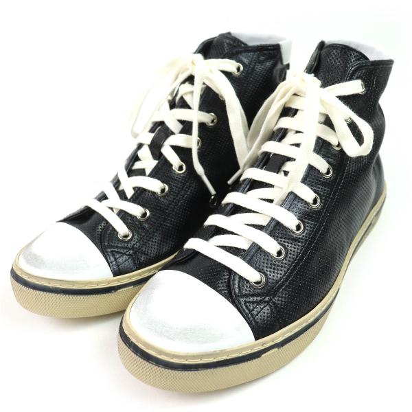 未使用品△SAINT LAURENT PARIS サンローランパリ 757320 ヴィンテージ加工 ハトメデザイン レースアップ レザーハイカットスニーカー 39 brand-td-store_00035292