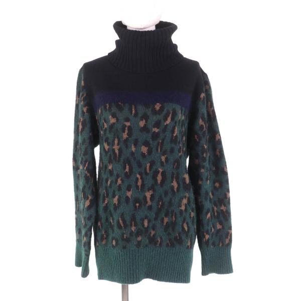 Sacai サカイ 19AW 19-04555 ウール アルパカ モヘア混 レオパード柄 タートルネック ニット セーター ブラウン系 2【中古】 sacai（サカイ） 極美品☆Sacai 19AW 19-04555 ウール アルパカ モヘア