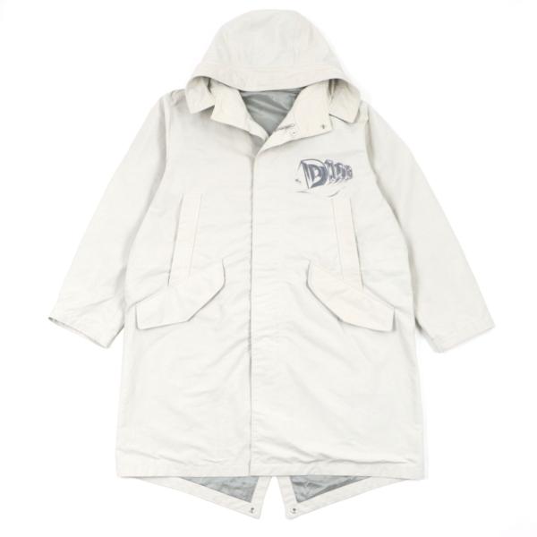 極美品▼DIOR ディオール オム 23AW 39C308A5834 バックプリント フード付き テクニカルコットン ダブルジップアップ モッズコート ベージュ 48 ハンガー・ガーメント付き イタリア製 正規品 メンズ Dior HOMME 極美品▽DIOR ディオール オム 23AW 39C308A5834 バック