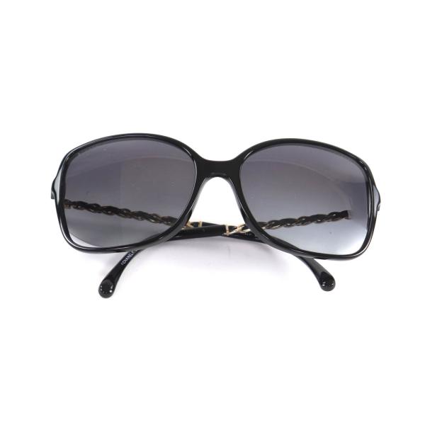 極美品◎伊製 CHANEL シャネル 5210-Q-A レディース ココマーク×チェーン サングラス／アイウェア ブラック×ゴールド 57□17 135 箱付 CHANEL（シャネル） 美品☆CHANEL 5210-Q-A ココマーク チェーン
