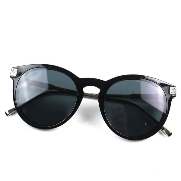 極美品○LOUIS VUITTON ルイヴィトン 2022年製 Z1669E サングラス・LVライズ・ラウンド LVシグネチャー モノグラム ロゴ刻印 サングラス ブラック シルバー 53□22 150 デモレンズ 保存袋・ケース付き イタリア製 メンズ 定価83,600円 LOUIS VUITTON（ルイ・ヴィトン） 極美品○LOUIS VUITTON 2022年製
