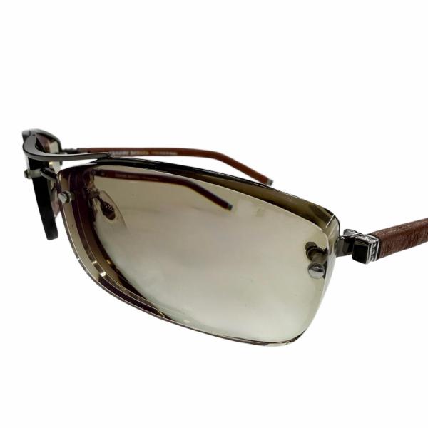 良品▼CHROME HEARTS クロムハーツ AMPED レザー 925 ツーブリッジ グラデーションレンズ アイウェア サングラス 度入り ケース付き