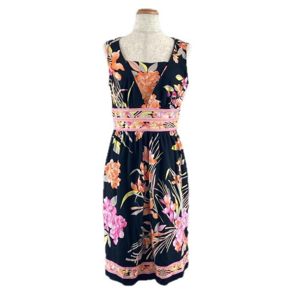 新品未使用　LEONARD 花柄ノースリーブ　ワンピース 36 レオナール LEONARD（レオナール） 極美品△LEONARD コットン100％ 花柄 フラワー