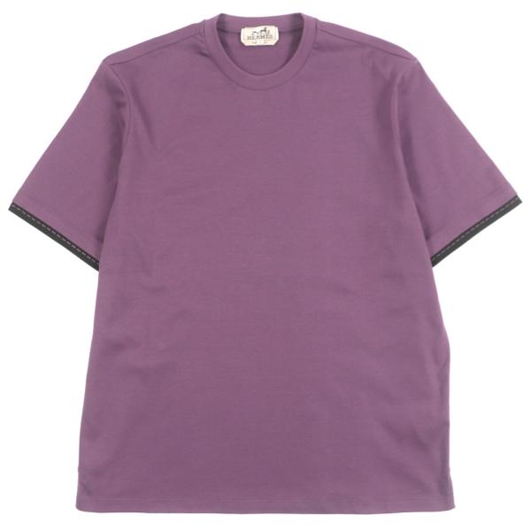 極美品▼HERMES エルメス 24SS H467950HA サドルステッチ クルーネック ショートスリーブ 半袖Ｔシャツ パープル S 伊製 正規品 メンズ HERMES（エルメス） 極美品▽HERMES 24SS H467950HA サドルステッチ