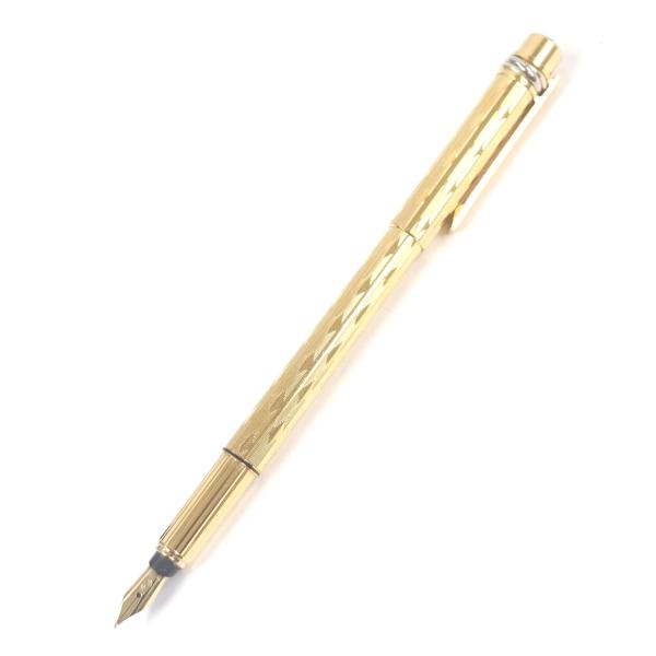 美品□Cartier カルティエ トリニティ ドゥ ペン先18K Mニブ ダイヤモンド柄 キャップ式 万年筆 ゴールド フランス製 メンズ 希少 Cartier（カルティエ） 美品□Cartier トリニティ ドゥ ペン先18K M