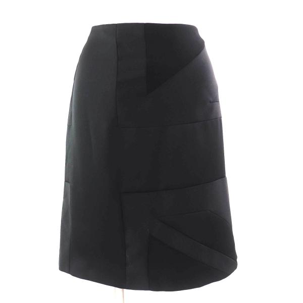 未使用品△BURBERRY バーバリー 8046842 モヘア ウール ユニオンジャック アシンメトリー スカート ブラック 38 伊製 正規品 レディース BURBERRY（バーバリー） 未使用品△BURBERRY 8046842 モヘア ウール