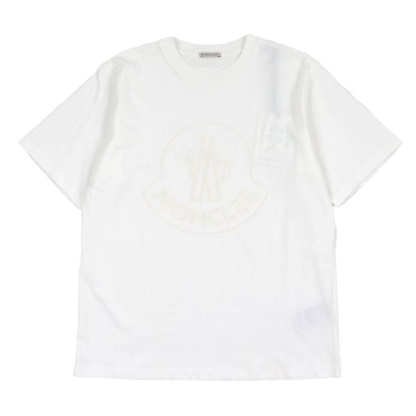 未使用品▼MONCLER モンクレール 2022年製 フロントロゴ刺繍 クルーネック ショートスリーブ 半袖Ｔシャツ ホワイト M 正規品 メンズ MONCLER（モンクレール） 未使用品▽MONCLER 2022年製 フロントロゴ