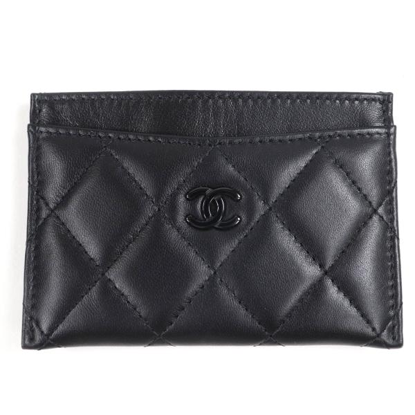 極美品☆CHANEL シャネル AP4472 ラムスキン マトラッセ ココマーク カードケース ブラック ブラック金具 箱・保存袋付 伊製 レディース CHANEL（シャネル） 極美品☆CHANEL AP4472 ラムスキン マトラッセ