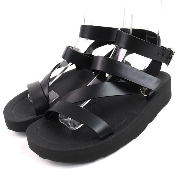 美品△HERMES エルメス 231162Z ギャラクシー Hディアマ レザー ストラップ サンダル ブラック 37.5 保存袋付き イタリア製 レディース HERMES（エルメス） 美品△HERMES 231162Z ギャラクシー Hディアマ