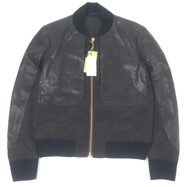 美品 Paul Smith レザージャケット ブルゾン スタジャン スエード切替 ポールスミス ウール レザー切替スタジャン ブルゾン