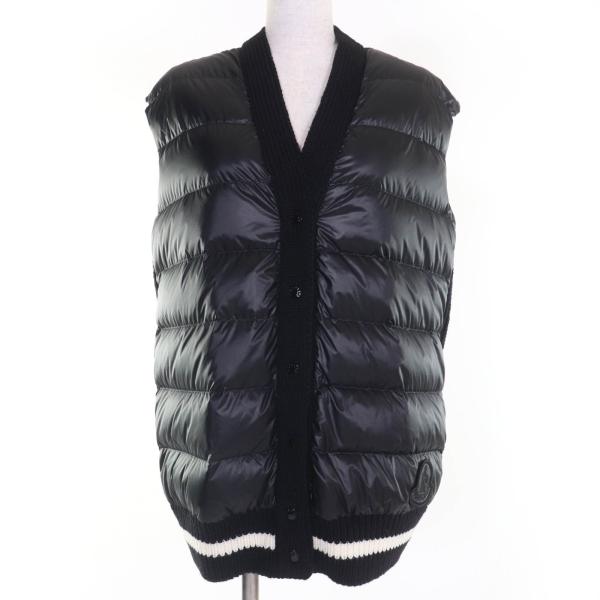 未使用品☆MONCLER モンクレール 23AW GILET TRICOT デカロゴワッペン ニット切替デザイン ダウンベスト ブラック XS 正規品 レディース MONCLER（モンクレール） 未使用品☆MONCLER 23AW GILET TRICOT