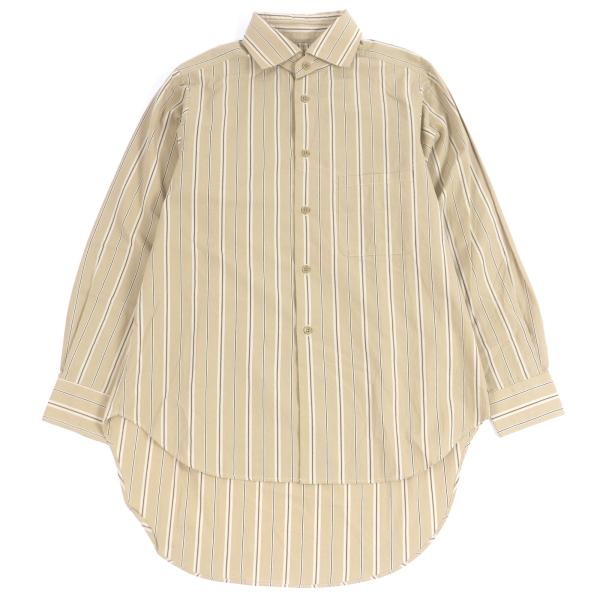 極美品□Nigel Cabourn ナイジェル・ケーボン DETACHABLE COLLAR SHIRT ストライプ 襟2WAY 長袖シャツ ベージュ 42 日本製 正規品 メンズ 極美品□Nigel Cabourn ナイジェル・ケーボン DETACHABLE COLLAR SHIRT