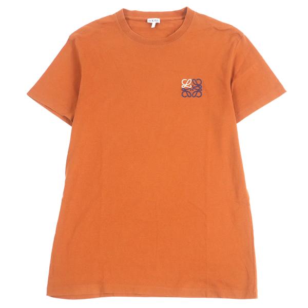 極美品□LOEWE ロエベ H526Y22J26 コットン100％ アナグラム刺繍 エンブロイダリー 半袖Ｔシャツ カットソー ブラウン XS 正規品 メンズ brand-td-store_00039877