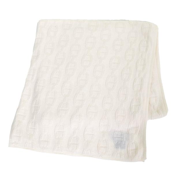 HERMES 美品△HERMES エルメス コットン カシミヤ シェーヌダンクル柄  
