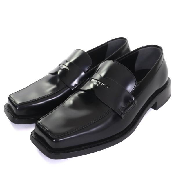 極美品△LOUIS VUITTON ルイヴィトン コネリーライン スクエアトゥ ロゴ レザー  ローファー ブラック 35.5 保存袋付き イタリア製 LOUIS VUITTON（ルイ・ヴィトン） 極美品△LOUIS VUITTON コネリー