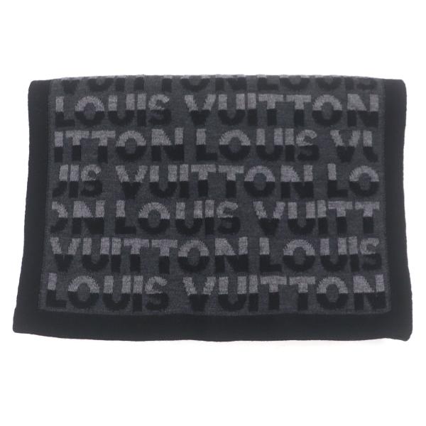 美品□LOUIS VUITTON ルイヴィトン M70911 エシャルプ LVスプリット ウール100％ ロゴ総柄 ストール マフラー アントラシット イタリア製 LOUIS VUITTON（ルイ・ヴィトン） 極美品▽LOUIS VUITTON M70911