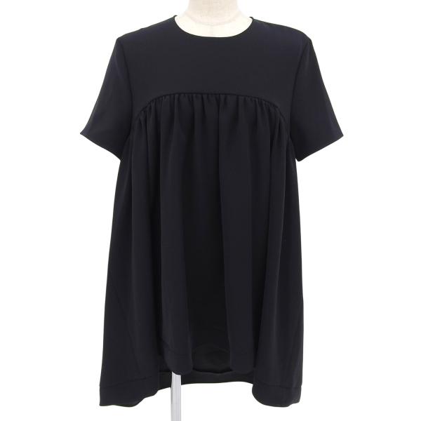 極美品▲YOKO CHAN ヨーコチャン YCB-320-223 フィッシュテール ヘムフレア 半袖 ブラウス ブラック 40 日本製 正規品 レディース 極美品△YOKO CHAN ヨーコチャン YCB-320-223 フィッシュテール