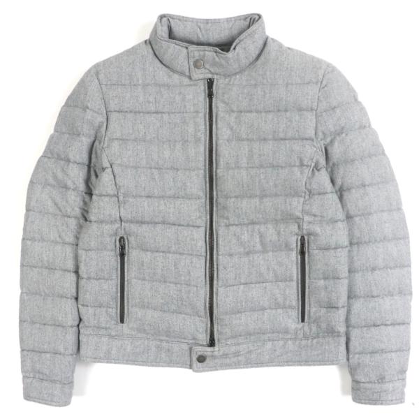 美品▼EMMETI エンメティ ヘリンボーン柄 キルティング ダブルジップアップ ダウンジャケット グレー 44 (日本サイズXS相当) 伊製 メンズ 美品▽EMMETI エンメティ ヘリンボーン柄 キルティング ダブルジップ