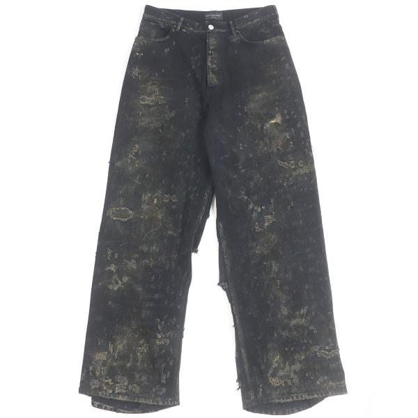 未使用品□BALENCIAGA バレンシアガ 24SS 745248 スーパーデストロイデニムパンツ ダメージジーンズ ブラック S イタリア製 正規品 BALENCIAGA（バレンシアガ） 未使用品□BALENCIAGA 24SS 745248