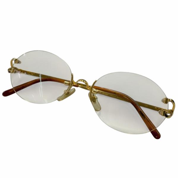 Cartier カルティエ リムレスサングラス 現行 デコールC オーバル眼鏡 Cartier（カルティエ） 良品□Cartier Cロゴ オーバル ツーポイント