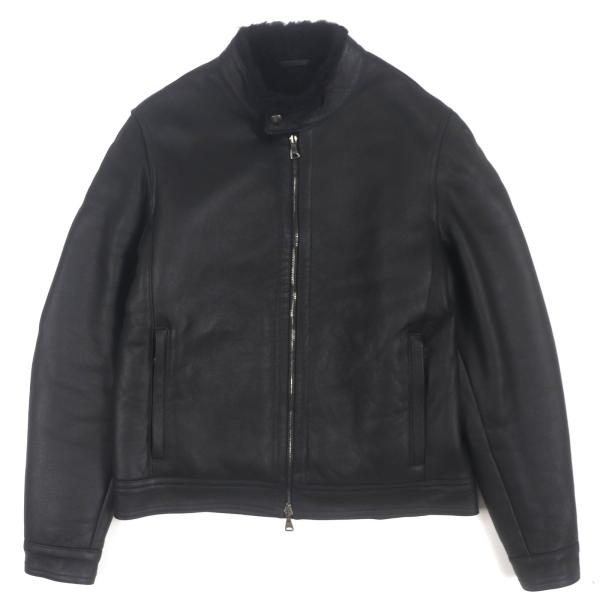 極美品▼EMMETI エンメティ JURI MOUTON SP MOUTON ダブルジップアップ ムートンジャケット ブラック 46 ハンガー付き 正規品 メンズ 極美品▽EMMETI エンメティ JURI MOUTON SP ダブルジップアップ