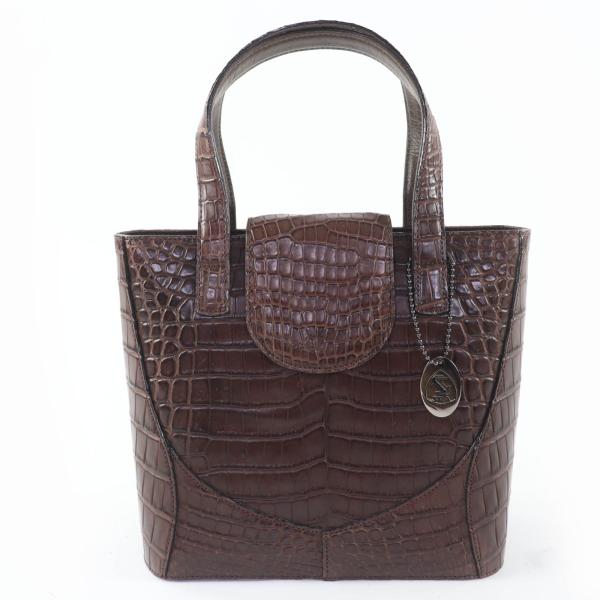 極美品☆HIGH　CLASS ハイクラス JRA付き HANDMADE クロコダイルレザー トートバッグ ハンドバッグ ブラウン 日本製 レディース 極美品☆HIGH CLASS ハイクラス JRA付き HANDMADE クロコダイルレザー